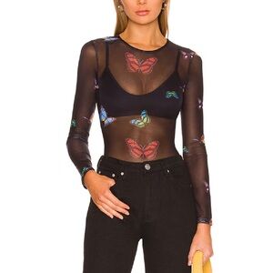 Superdown Ari Butterfly Mesh Top